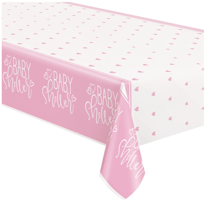 Pink Hearts Baby Shower Rectangular Plastic Table Cover