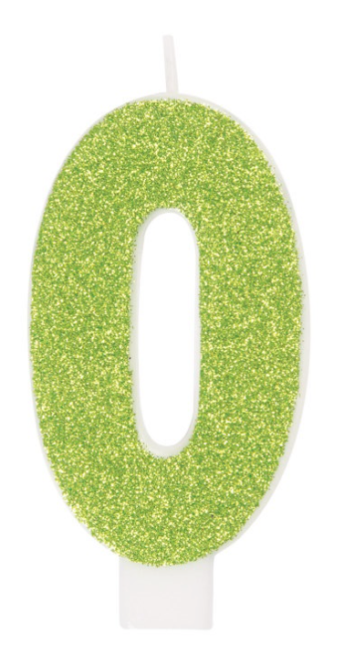Glitter Number 0 Birthday Candle - Assorted Colors