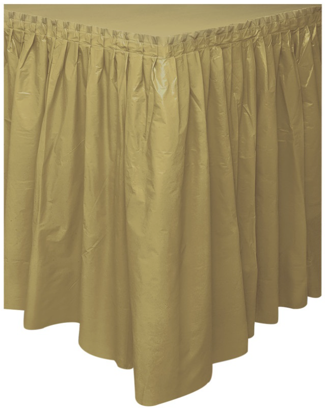 Gold Solid Plastic Table Skirt  29" x 14 ft