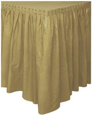 Gold Solid Plastic Table Skirt  29" x 14 ft