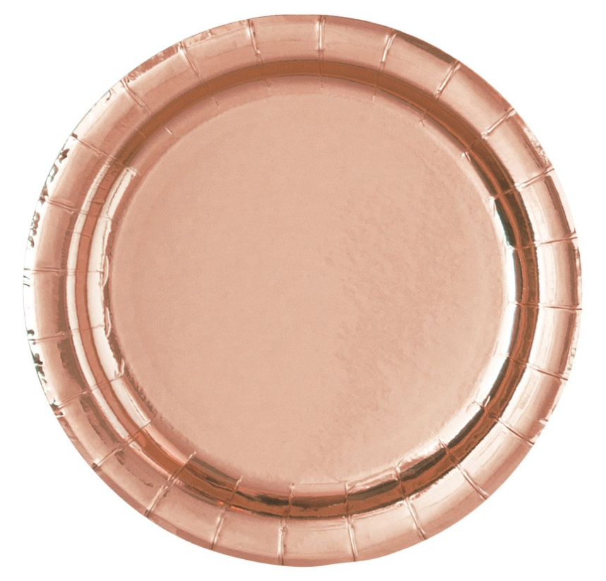 Rose Gold Foil Round 9" Dinner Plates