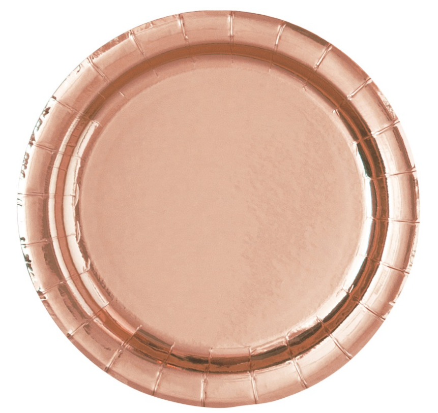 Rose Gold Foil Round 7" Dessert Plates