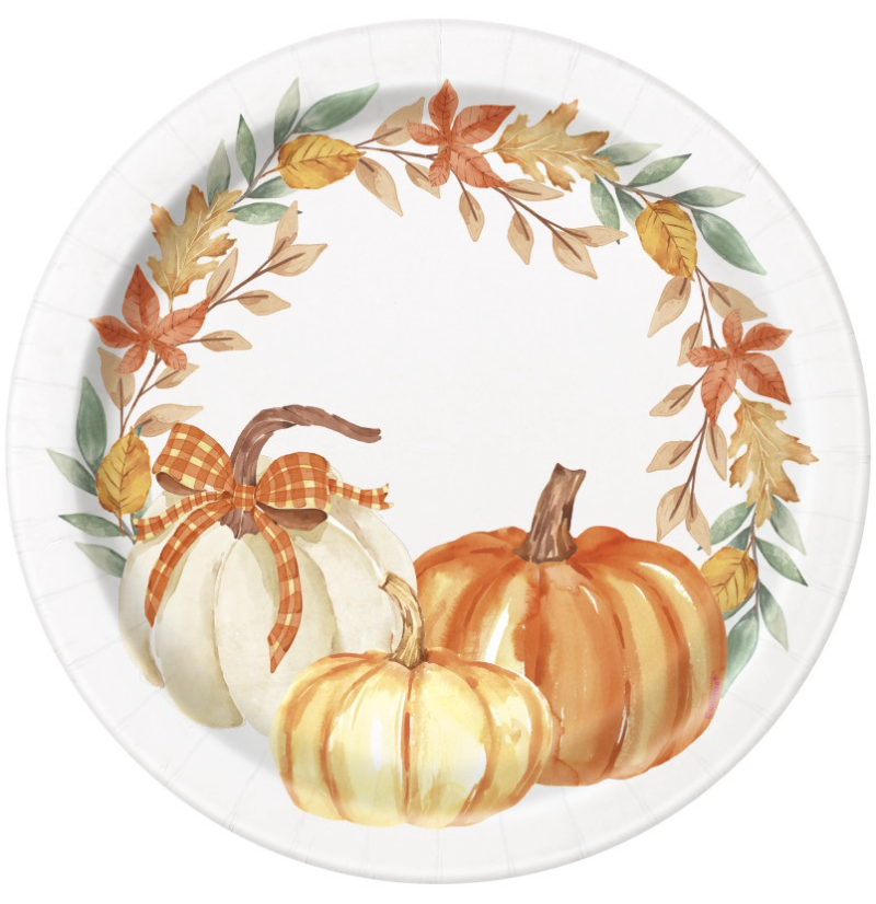 Watercolor Fall Round 9" Dinner Plates