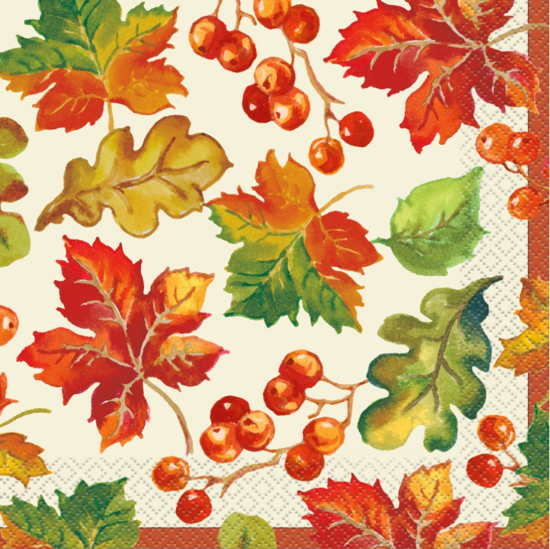 Berries &amp; Leaves Fall Luncheon Napkins