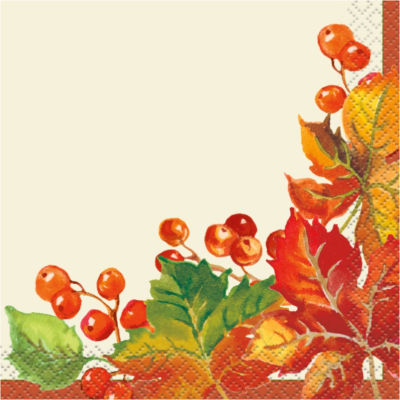 Berries &amp; Leaves Fall Beverage Napkins