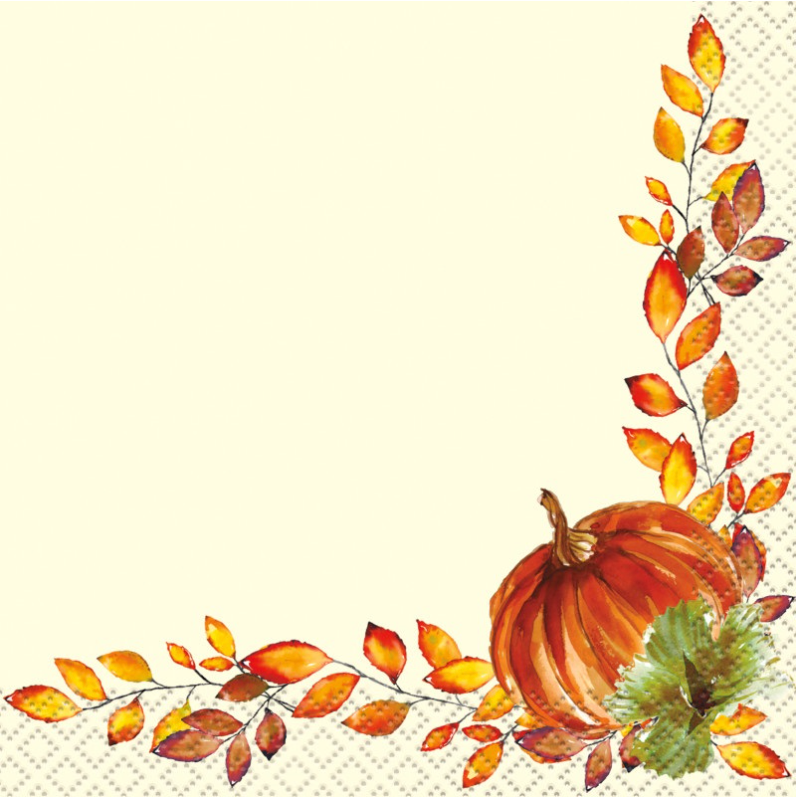 Watercolor Fall Pumpkins Beverage Napkins
