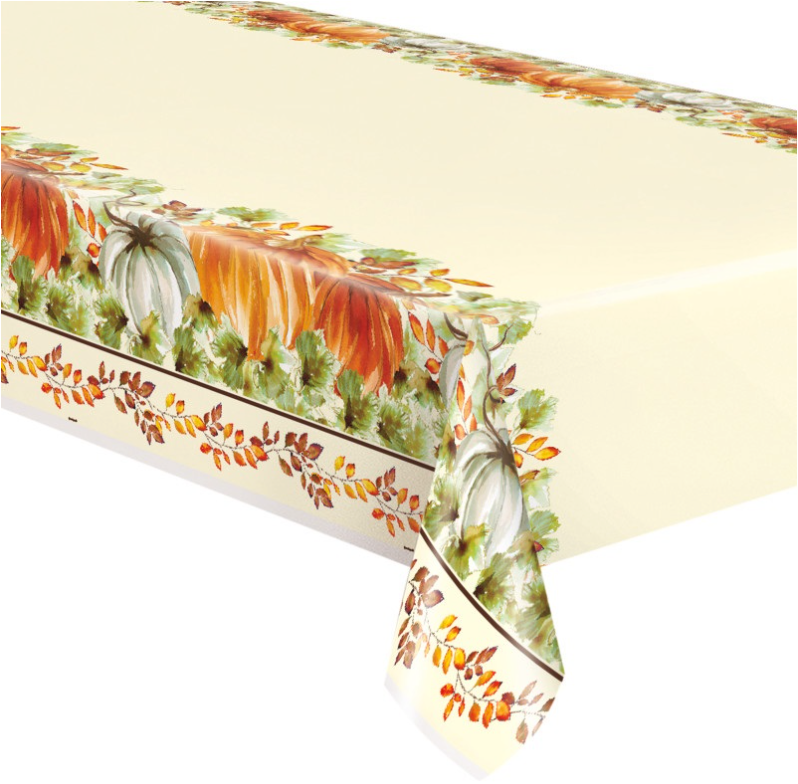 Watercolor Fall Pumpkins Rectangular Plastic Table Cover
