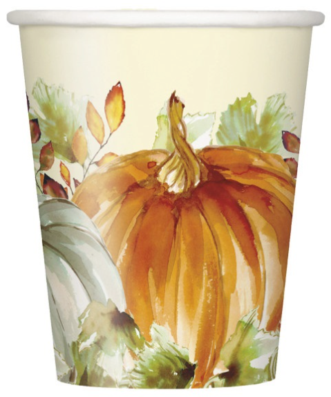 Watercolor Fall Pumpkins Paper Cups