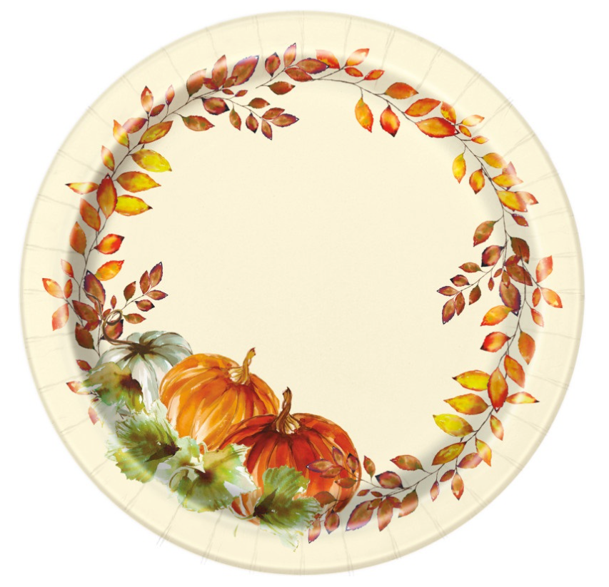 Watercolor Fall Pumpkins Round 7" Dessert Plates