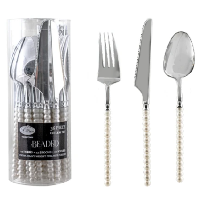 Polished Silver Assorted Cutlery w/ Pearl Handle
