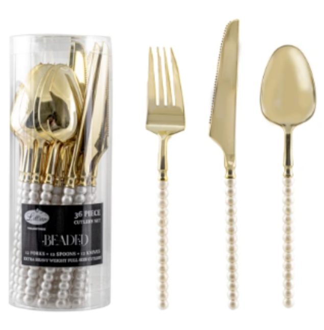 Polished Gold Assorted Cutlery w/ Pearl Handle