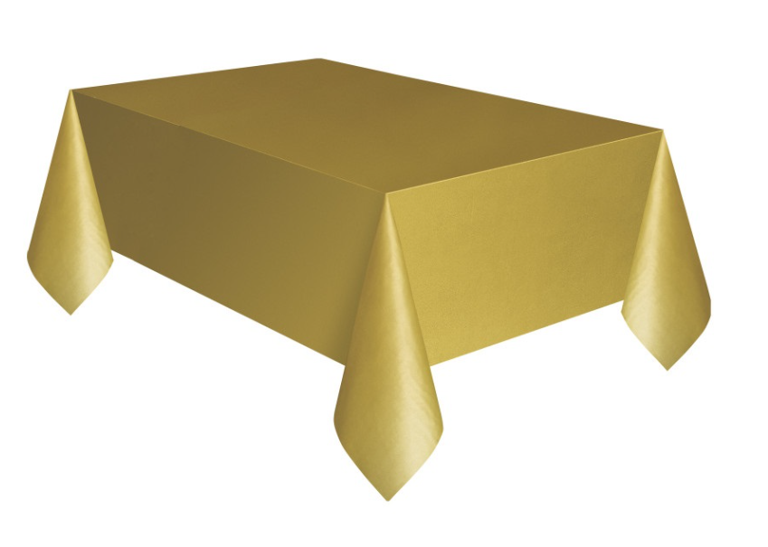 Gold Solid Rectangular Plastic Table Cover  54" x 108" - Short Fold