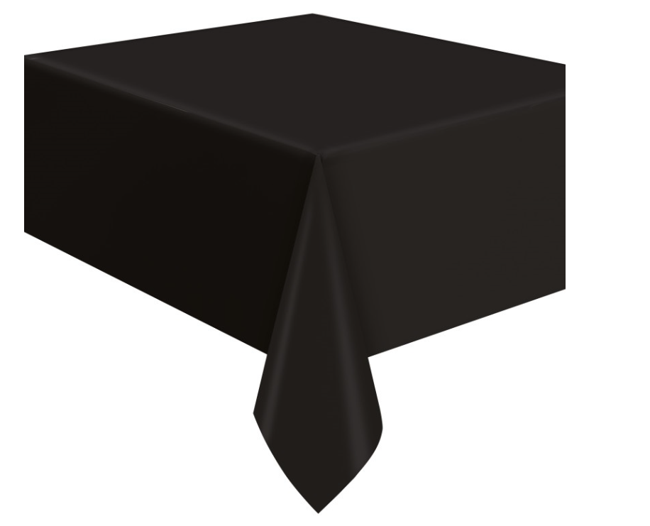 Midnight Black Solid Flannel-Backed Vinyl Table Cover  54" x 108"