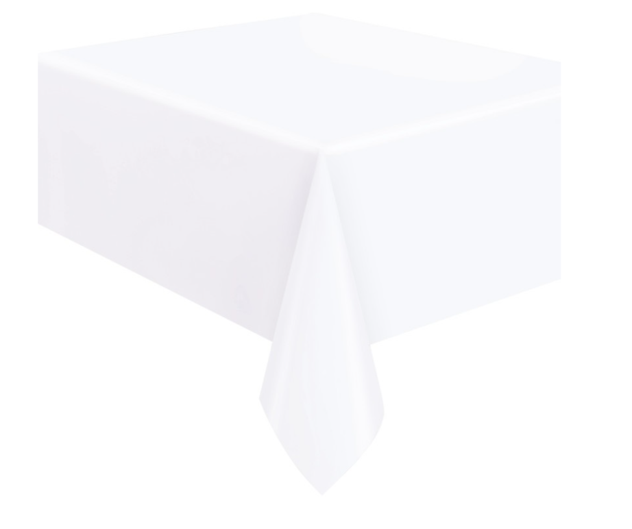 Bright White Solid Flannel-Backed Vinyl Table Cover  54" x 108"