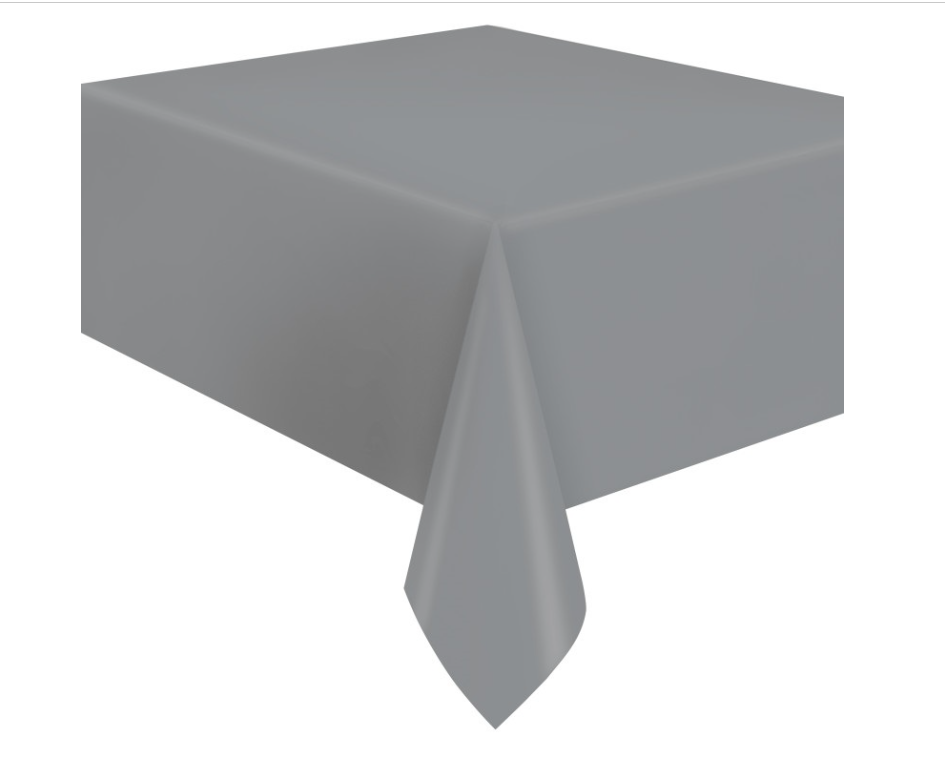 Silver Solid Flannel-Backed Vinyl Table Cover  54" x 108"