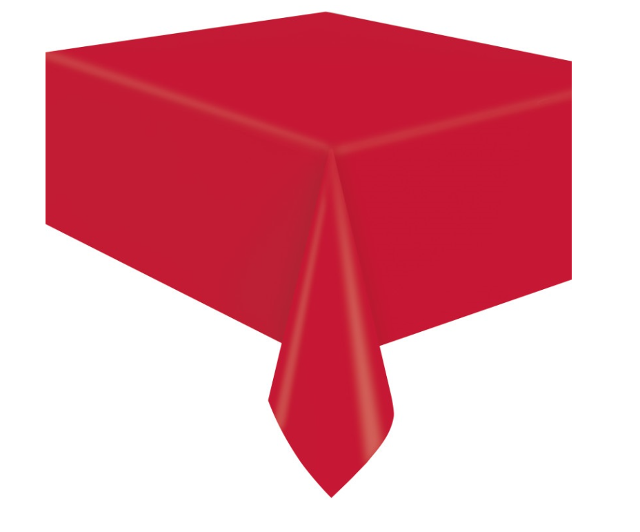 Ruby Red Solid Flannel-Backed Vinyl Table Cover  54" x 108"