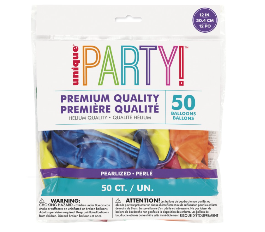 Assorted Pearlized Premium 12" Latex Balloons 50ct