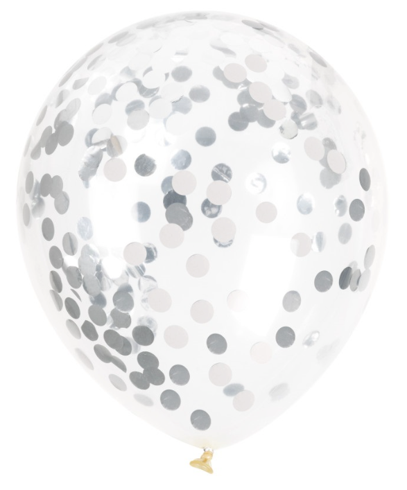 Confetti Filled 12" Clear Latex Balloons - 6ct