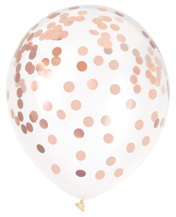 Confetti Filled 12" Clear Latex Balloons - 6ct