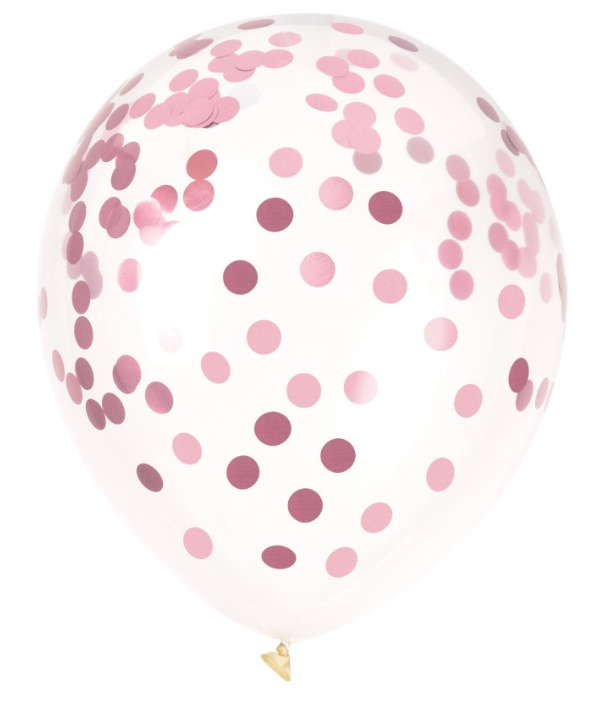 Confetti Filled 12" Clear Latex Balloons - 6ct