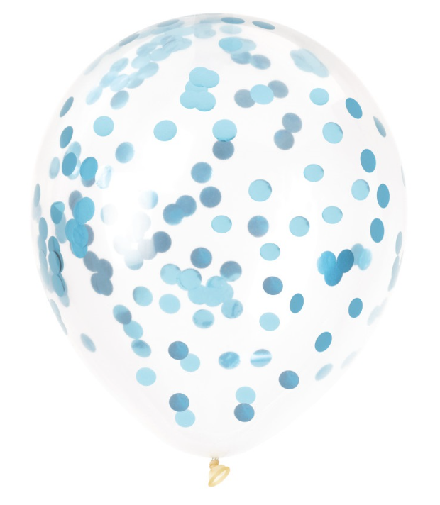 Confetti Filled 12" Clear Latex Balloons - 6ct