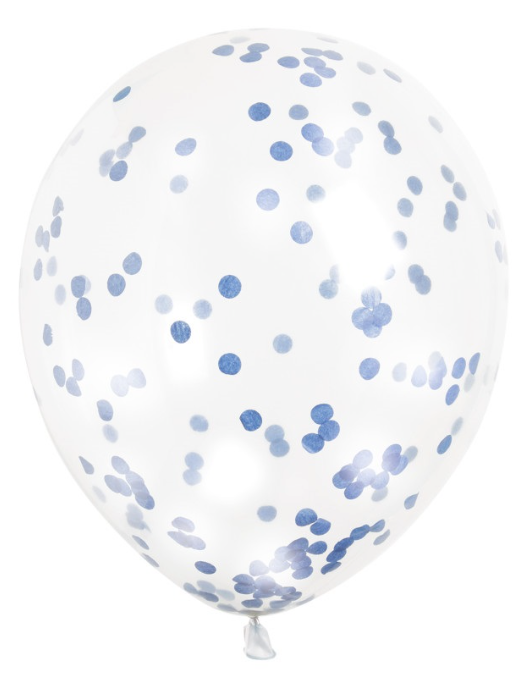 Confetti Filled 12" Clear Latex Balloons - 6ct
