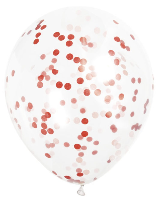 Confetti Filled 12" Clear Latex Balloons - 6ct