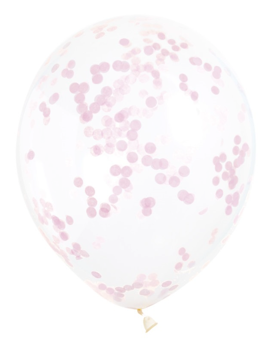 Confetti Filled 12" Clear Latex Balloons - 6ct