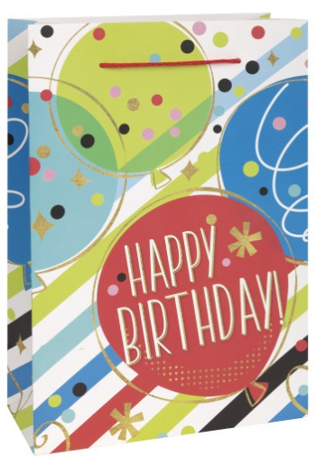 Assorted Birthday Party Large Gift Bag with Cord Handle