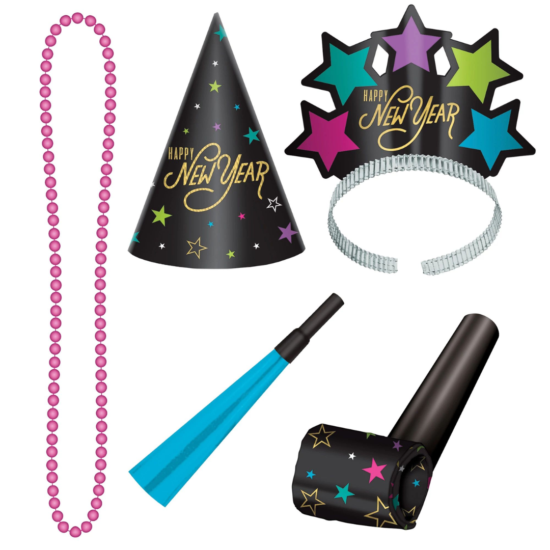 2026 New Years 4 Person Party Kit - Black, Silver, Gold