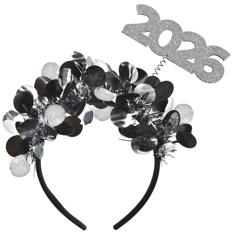 2026 NYE Headband - Black, Silver, Gold