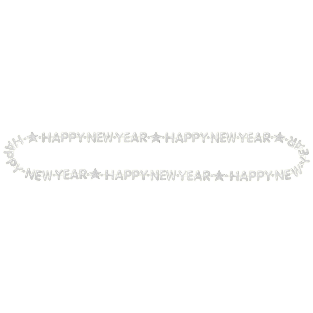 Happy New Year Bead Necklace - Silver