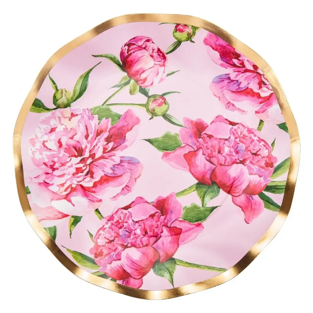 Wavy Dinner Plate Pink Peonies