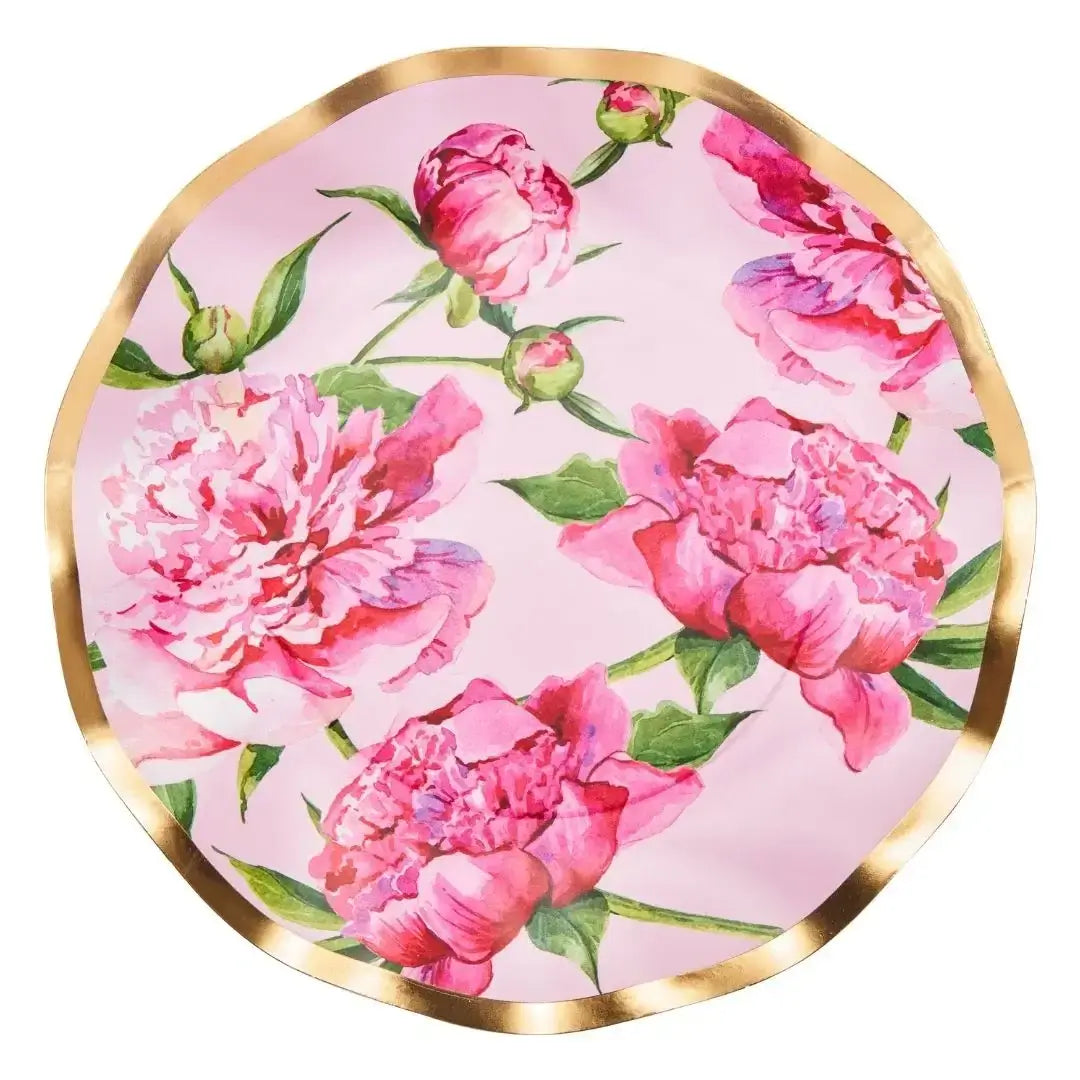 Wavy Salad Plate Pink Peonies 