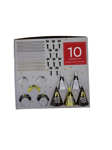 Party City New Year’s Eve Wearables and Noisemakers for 10 Guests Party Supplies Black Gold and Silver 30 Piece