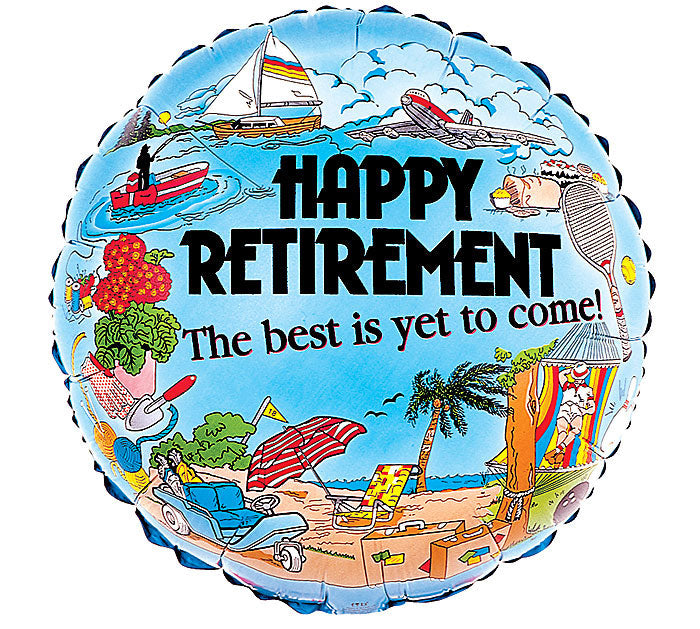 880 17" HAPPY RETIREMENT BEACH SCENE FOIL BALLOON