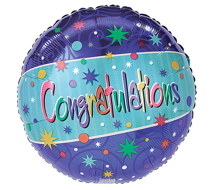 D014 17&quot; CONGRATULATIONS STARBURTS FOIL BALLOON