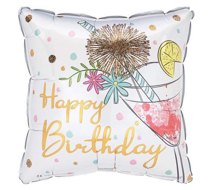 256 17" BIRTHDAY COCKTAIL ON SQUARE FOIL BALLOON