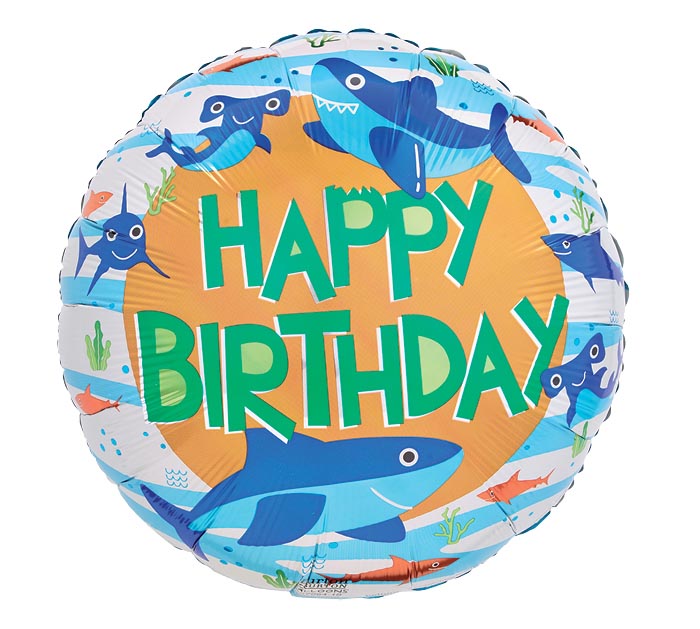 268 17&quot; BIRTHDAY SHARKS FOIL BALLOON