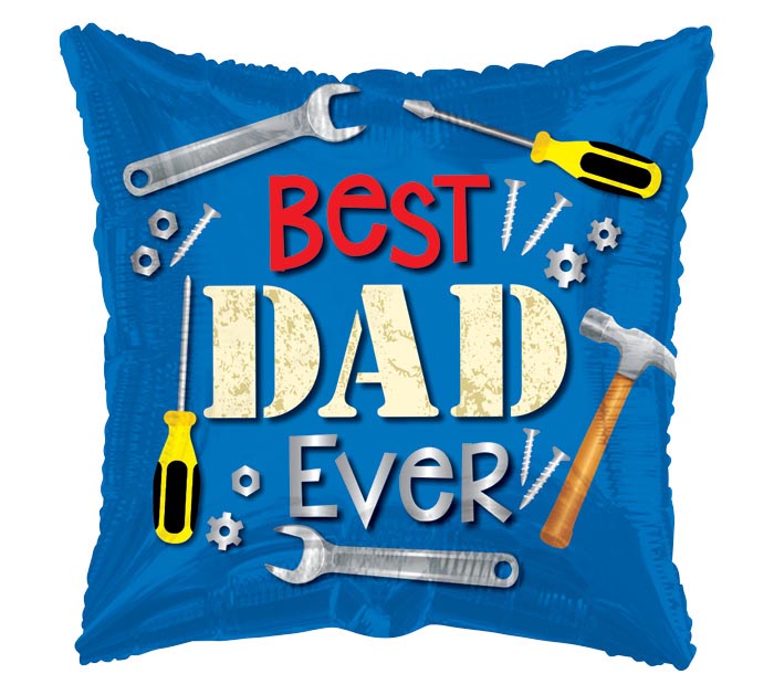 B012 17" BEST DAD EVER TOOLS SQUARE Balloon