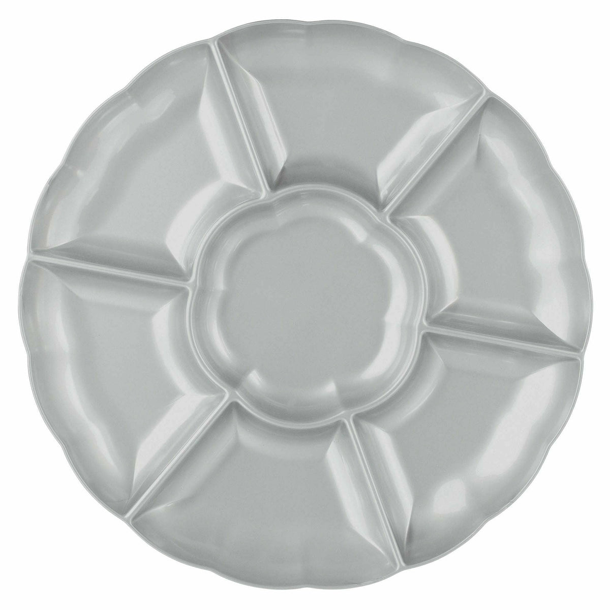 Amscan 16&quot; Compartment Chip &amp; Dip Tray - Silver