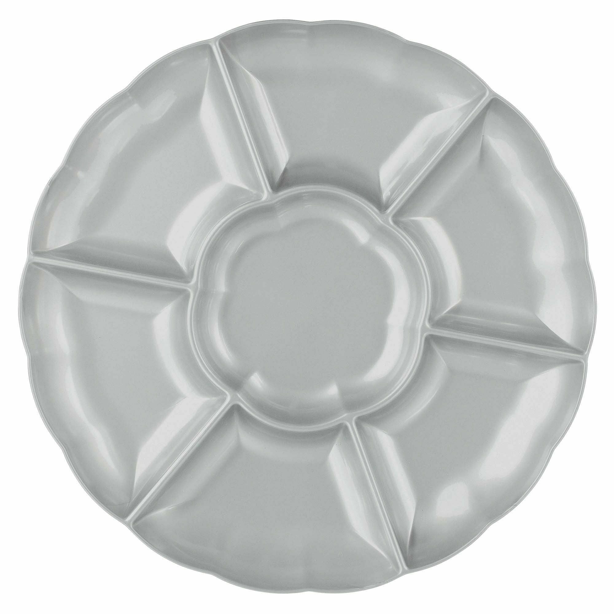 Amscan 16" Compartment Chip & Dip Tray - Silver