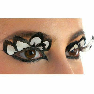 Amscan Adult Women&#39;s Black &amp; White Feather Eyelashes White