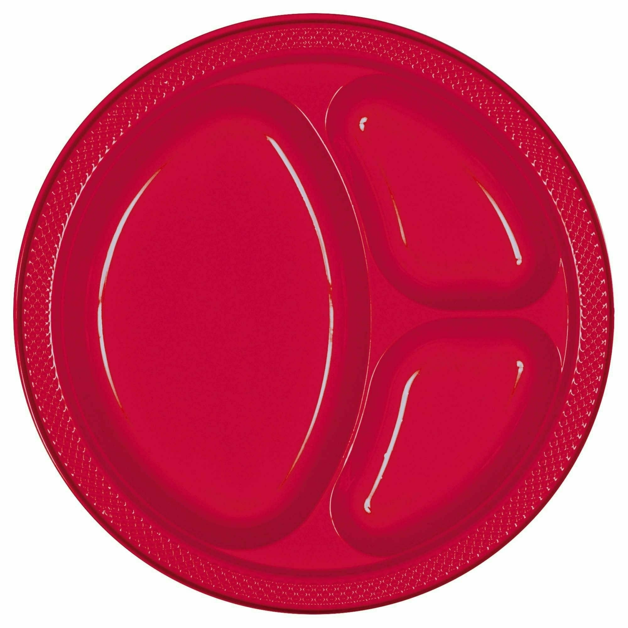 Amscan Apple Red Divided Plastic Plates, 10 1/4"