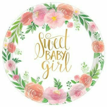 Amscan BABY SHOWER FLORAL BABY 7" PLATES