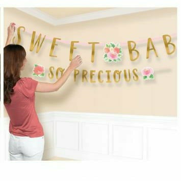 Amscan BABY SHOWER Floral Baby Letter Banner with Mini Banner