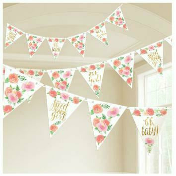 Amscan BABY SHOWER Floral Baby Pennant Banner