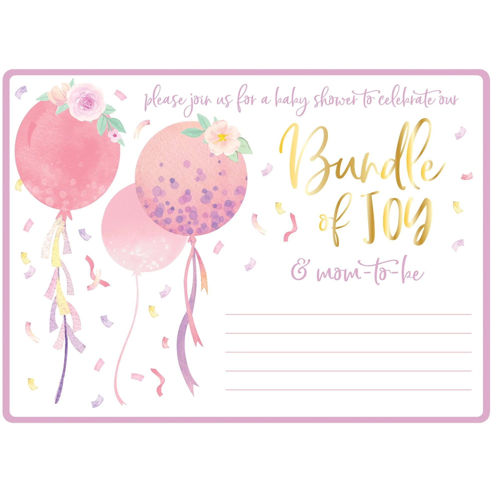 Amscan BABY SHOWER It's A Girl Jumbo Deluxe Invitations