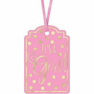 Amscan BABY SHOWER Pink It's a Girl Baby Shower Favor Tags 25ct