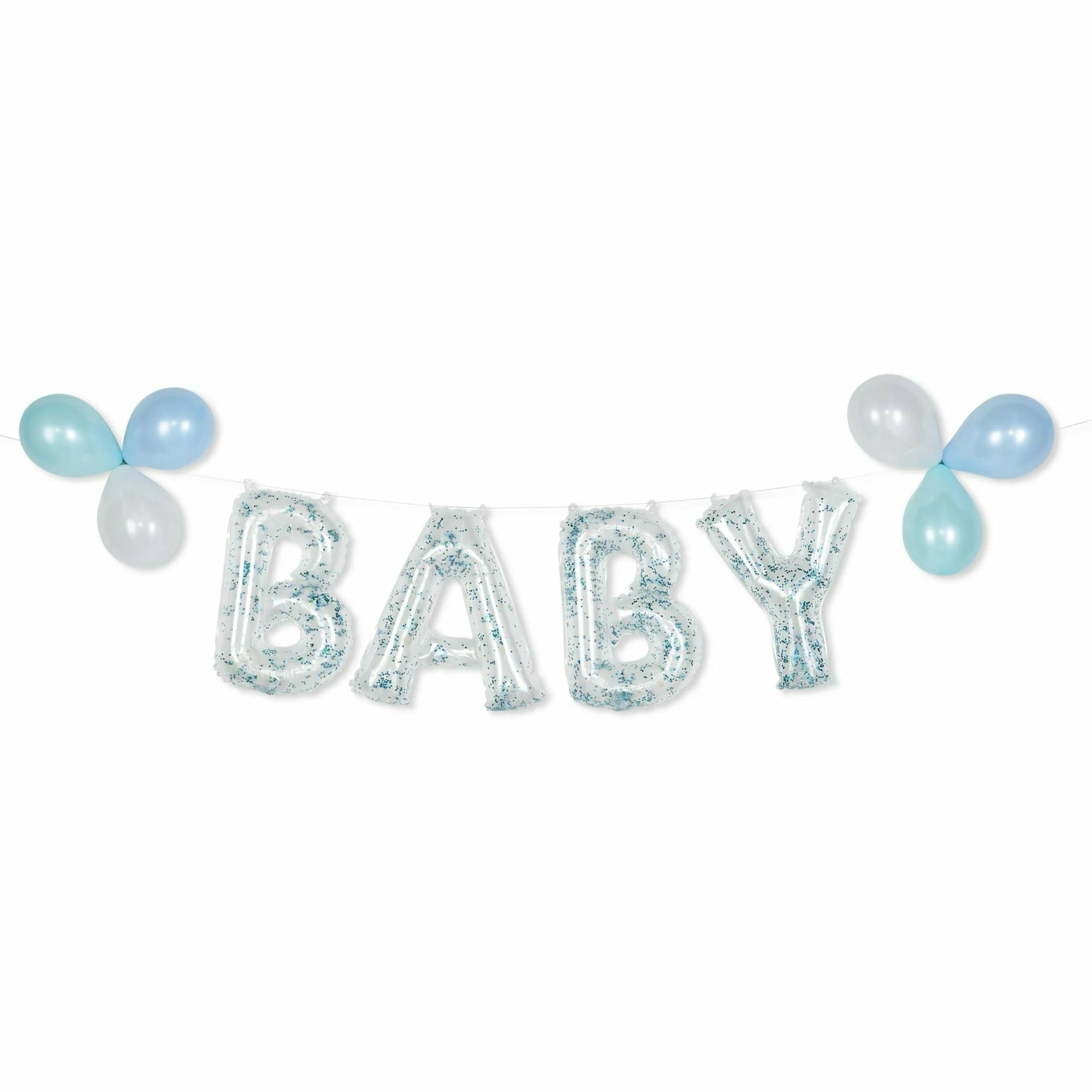 Amscan BALLOONS "Baby" Glitter Confetti Air Filled Balloon Banner Kit - Blue